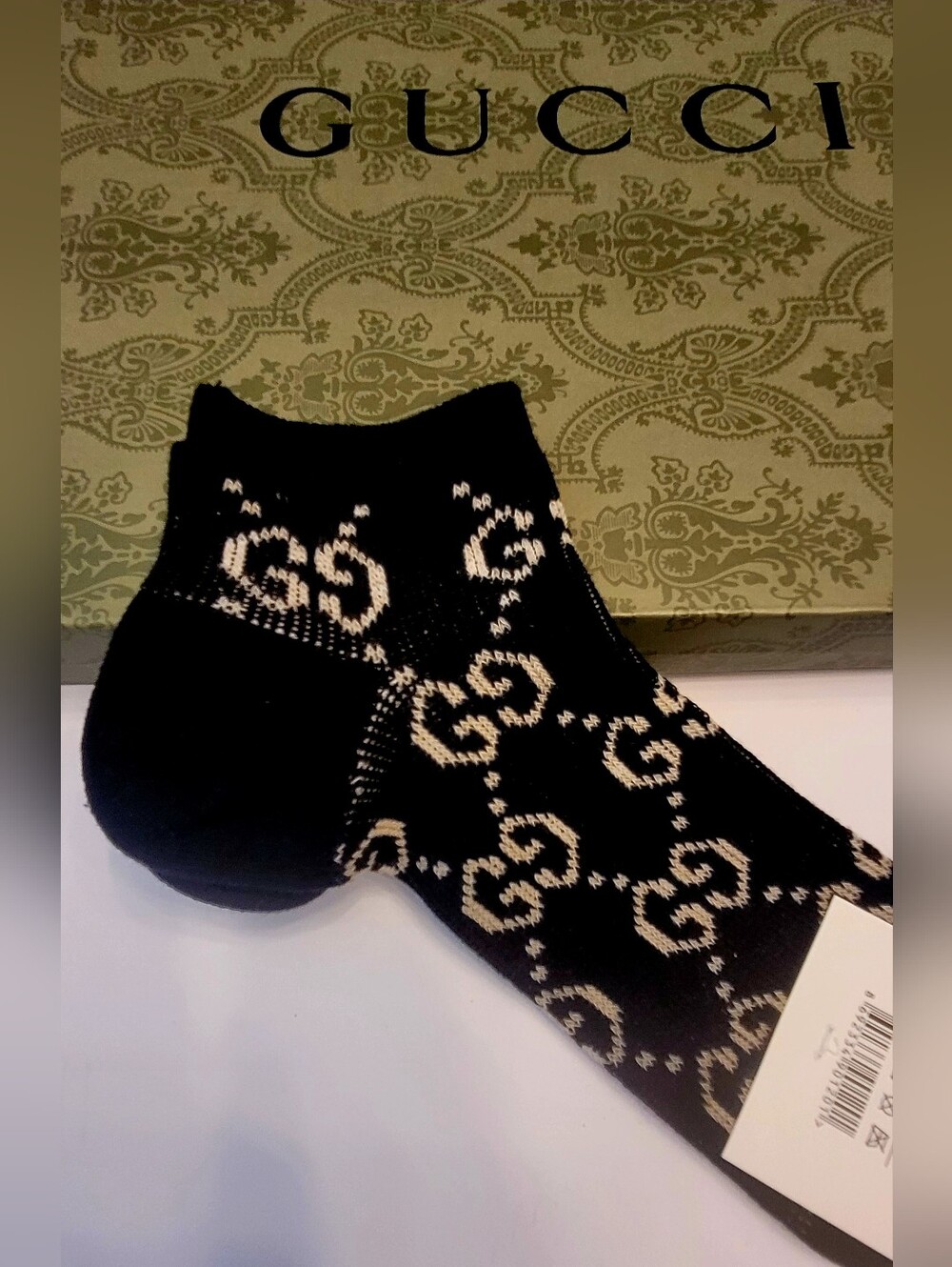 🇮🇹Gucci Black & White GG🧦 Ankle Sock✨️ - Picture 3 of 7